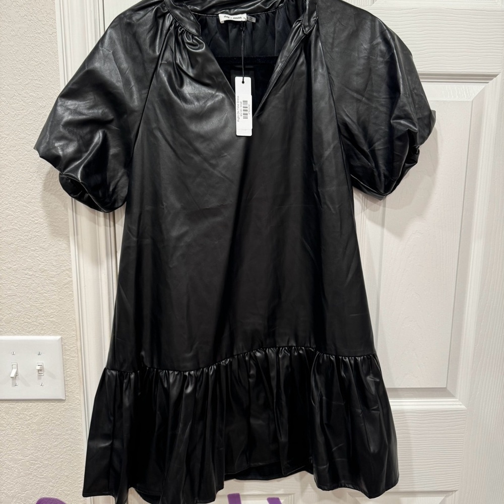 Black Faux Leather Dress